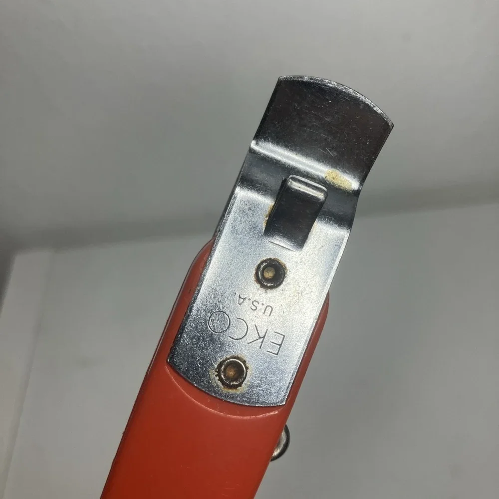 Vintage EKCO Bottle Opener Can Piercer Corkscrew Red/Orange Plastic MADE IN USA